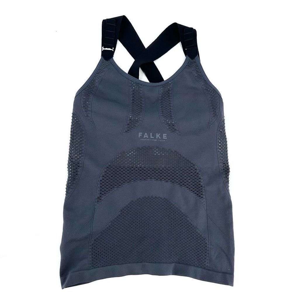 Falke Womens Criss Cross Back Sleeveless Built-In Bra Tank Top Gray Blue Size XS